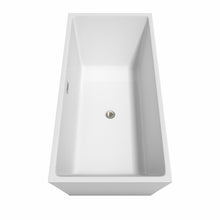 Load image into Gallery viewer, Wyndham Sara 67 Inch Freestanding Bathtub in White with Brushed Nickel Drain and Overflow Trim- Wyndham