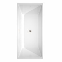 Load image into Gallery viewer, Wyndham Sara 67 Inch Freestanding Bathtub in White with Brushed Nickel Drain and Overflow Trim- Wyndham