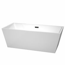 Load image into Gallery viewer, Wyndham Sara 67 Inch Freestanding Bathtub in White with Matte Black Drain and Overflow Trim- Wyndham