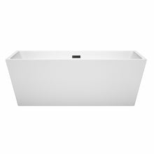 Load image into Gallery viewer, Wyndham Sara 67 Inch Freestanding Bathtub in White with Matte Black Drain and Overflow Trim- Wyndham