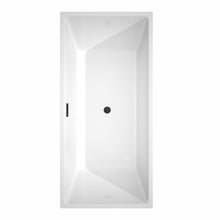 Load image into Gallery viewer, Wyndham Sara 67 Inch Freestanding Bathtub in White with Floor Mounted Faucet, Drain and Overflow Trim in Matte Black- Wyndham