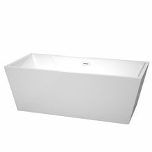 Load image into Gallery viewer, Wyndham Sara 67 Inch Freestanding Bathtub in White with Shiny White Drain and Overflow Trim- Wyndham
