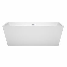 Load image into Gallery viewer, Wyndham Sara 67 Inch Freestanding Bathtub in White with Shiny White Drain and Overflow Trim- Wyndham