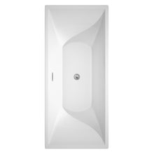 Load image into Gallery viewer, Wyndham Maryam 71 Inch Freestanding Bathtub in White with Polished Chrome Trim and Floor Mounted Faucet in Brushed Gold- Wyndham