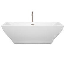Load image into Gallery viewer, Wyndham Maryam 71 Inch Freestanding Bathtub in White with Floor Mounted Faucet, Drain and Overflow Trim in Brushed Nickel- Wyndham
