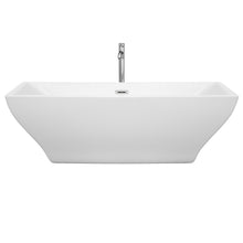 Load image into Gallery viewer, Wyndham Maryam 71 Inch Freestanding Bathtub in White with Floor Mounted Faucet, Drain and Overflow Trim in Polished Chrome- Wyndham