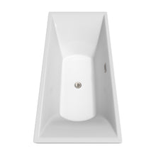 Load image into Gallery viewer, Wyndham Maryam 71 Inch Freestanding Bathtub in White with Floor Mounted Faucet, Drain and Overflow Trim in Brushed Nickel- Wyndham