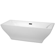 Load image into Gallery viewer, Wyndham Maryam 71 Inch Freestanding Bathtub in White with Matte Black Drain and Overflow Trim- Wyndham