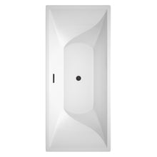 Load image into Gallery viewer, Wyndham Maryam 71 Inch Freestanding Bathtub in White with Floor Mounted Faucet, Drain and Overflow Trim in Matte Black- Wyndham