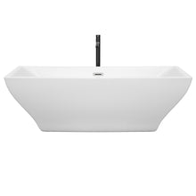 Load image into Gallery viewer, Wyndham Maryam 71 Inch Freestanding Bathtub in White with Polished Chrome Trim and Floor Mounted Faucet in Matte Black- Wyndham