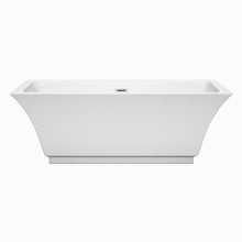 Load image into Gallery viewer, Wyndham Galina 67 Inch Freestanding Bathtub in White with Polished Chrome Drain and Overflow Trim- Wyndham