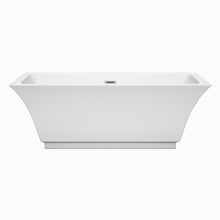 Load image into Gallery viewer, Wyndham Galina 67 Inch Freestanding Bathtub in White with Brushed Nickel Drain and Overflow Trim- Wyndham