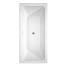 Load image into Gallery viewer, Wyndham Galina 67 Inch Freestanding Bathtub in White with Brushed Nickel Drain and Overflow Trim- Wyndham