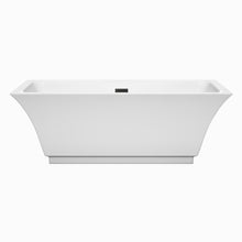 Load image into Gallery viewer, Wyndham Galina 67 Inch Freestanding Bathtub in White with Matte Black Drain and Overflow Trim- Wyndham