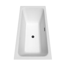 Load image into Gallery viewer, Wyndham Galina 67 Inch Freestanding Bathtub in White with Floor Mounted Faucet, Drain and Overflow Trim in Matte Black- Wyndham