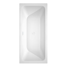 Load image into Gallery viewer, Wyndham Galina 67 Inch Freestanding Bathtub in White with Shiny White Trim and Floor Mounted Faucet in Brushed Gold- Wyndham