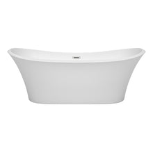 Load image into Gallery viewer, Wyndham Bolera 71 Inch Freestanding Bathtub in White with Polished Chrome Drain and Overflow Trim- Wyndham