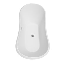 Load image into Gallery viewer, Wyndham Bolera 71 Inch Freestanding Bathtub in White with Floor Mounted Faucet, Drain and Overflow Trim in Polished Chrome- Wyndham