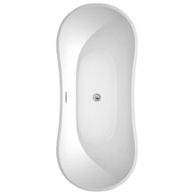 Load image into Gallery viewer, Wyndham Bolera 71 Inch Freestanding Bathtub in White with Floor Mounted Faucet, Drain and Overflow Trim in Polished Chrome- Wyndham