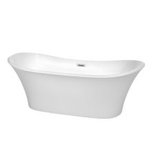 Load image into Gallery viewer, Wyndham Bolera 71 Inch Freestanding Bathtub in White with Brushed Nickel Drain and Overflow Trim- Wyndham