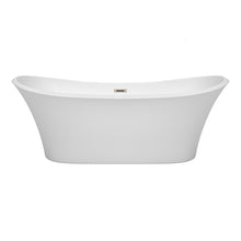 Load image into Gallery viewer, Wyndham Bolera 71 Inch Freestanding Bathtub in White with Brushed Nickel Drain and Overflow Trim- Wyndham