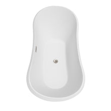 Load image into Gallery viewer, Wyndham Bolera 71 Inch Freestanding Bathtub in White with Floor Mounted Faucet, Drain and Overflow Trim in Brushed Nickel- Wyndham