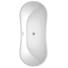 Load image into Gallery viewer, Wyndham Bolera 71 Inch Freestanding Bathtub in White with Brushed Nickel Drain and Overflow Trim- Wyndham