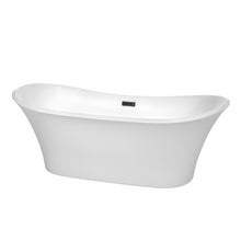 Load image into Gallery viewer, Wyndham Bolera 71 Inch Freestanding Bathtub in White with Matte Black Drain and Overflow Trim- Wyndham