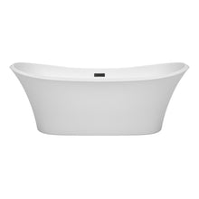Load image into Gallery viewer, Wyndham Bolera 71 Inch Freestanding Bathtub in White with Matte Black Drain and Overflow Trim- Wyndham