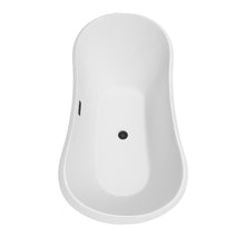 Load image into Gallery viewer, Wyndham Bolera 71 Inch Freestanding Bathtub in White with Matte Black Drain and Overflow Trim- Wyndham