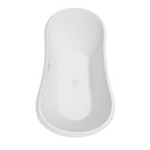 Load image into Gallery viewer, Wyndham Bolera 71 Inch Freestanding Bathtub in White with Shiny White Trim and Floor Mounted Faucet in Brushed Gold- Wyndham