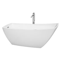 Load image into Gallery viewer, Wyndham Antigua 67 Inch Freestanding Bathtub in White with Floor Mounted Faucet, Drain and Overflow Trim in Polished Chrome- Wyndham