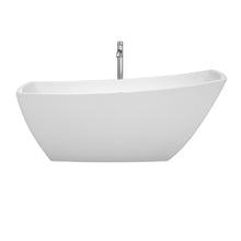 Load image into Gallery viewer, Wyndham Antigua 67 Inch Freestanding Bathtub in White with Floor Mounted Faucet, Drain and Overflow Trim in Polished Chrome- Wyndham
