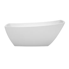 Load image into Gallery viewer, Wyndham Antigua 67 Inch Freestanding Bathtub in White with Brushed Nickel Drain and Overflow Trim- Wyndham