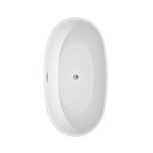 Load image into Gallery viewer, Wyndham Juno 59 Inch Freestanding Bathtub in White with Floor Mounted Faucet, Drain and Overflow Trim in Polished Chrome- Wyndham