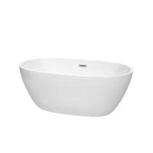 Load image into Gallery viewer, Wyndham Juno 59 Inch Freestanding Bathtub in White with Brushed Nickel Drain and Overflow Trim- Wyndham