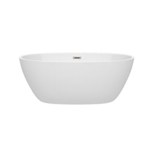 Load image into Gallery viewer, Wyndham Juno 59 Inch Freestanding Bathtub in White with Brushed Nickel Drain and Overflow Trim- Wyndham