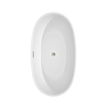 Load image into Gallery viewer, Wyndham Juno 59 Inch Freestanding Bathtub in White with Brushed Nickel Drain and Overflow Trim- Wyndham