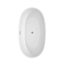 Load image into Gallery viewer, Wyndham Juno 59 Inch Freestanding Bathtub in White with Floor Mounted Faucet, Drain and Overflow Trim in Brushed Nickel- Wyndham