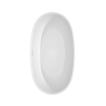 Load image into Gallery viewer, Wyndham Juno 59 Inch Freestanding Bathtub in White with Shiny White Drain and Overflow Trim- Wyndham