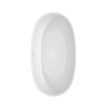 Load image into Gallery viewer, Wyndham Juno 59 Inch Freestanding Bathtub in White with Shiny White Trim and Floor Mounted Faucet in Matte Black- Wyndham