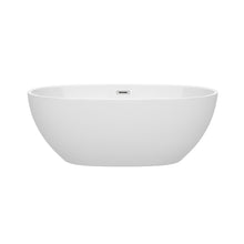 Load image into Gallery viewer, Wyndham Juno 63 Inch Freestanding Bathtub in White with Polished Chrome Drain and Overflow Trim- Wyndham