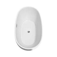 Load image into Gallery viewer, Wyndham Juno 63 Inch Freestanding Bathtub in White with Floor Mounted Faucet, Drain and Overflow Trim in Polished Chrome- Wyndham