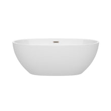 Load image into Gallery viewer, Wyndham Juno 63 Inch Freestanding Bathtub in White with Brushed Nickel Drain and Overflow Trim- Wyndham