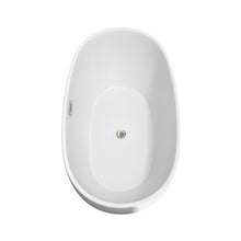 Load image into Gallery viewer, Wyndham Juno 63 Inch Freestanding Bathtub in White with Floor Mounted Faucet, Drain and Overflow Trim in Brushed Nickel- Wyndham