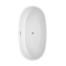 Load image into Gallery viewer, Wyndham Juno 63 Inch Freestanding Bathtub in White with Floor Mounted Faucet, Drain and Overflow Trim in Brushed Nickel- Wyndham