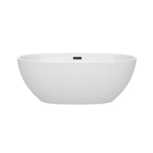Load image into Gallery viewer, Wyndham Juno 63 Inch Freestanding Bathtub in White with Matte Black Drain and Overflow Trim- Wyndham