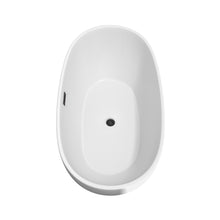 Load image into Gallery viewer, Wyndham Juno 63 Inch Freestanding Bathtub in White with Floor Mounted Faucet, Drain and Overflow Trim in Matte Black- Wyndham