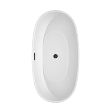 Load image into Gallery viewer, Wyndham Juno 63 Inch Freestanding Bathtub in White with Matte Black Drain and Overflow Trim- Wyndham
