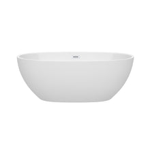 Load image into Gallery viewer, Wyndham Juno 63 Inch Freestanding Bathtub in White with Shiny White Drain and Overflow Trim- Wyndham